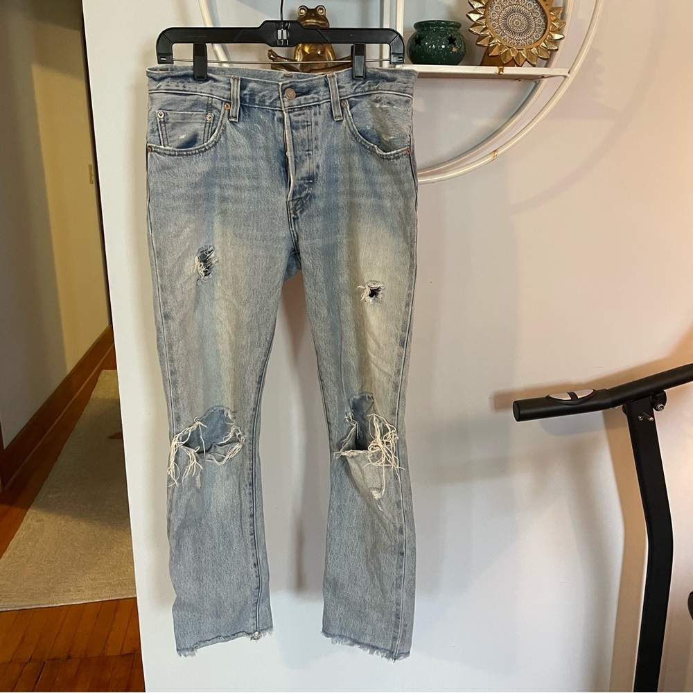 Levi's Women's 501 27 X 28 Distressed Button Fly Denim Jeans